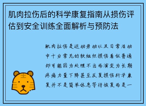 肌肉拉伤后的科学康复指南从损伤评估到安全训练全面解析与预防法